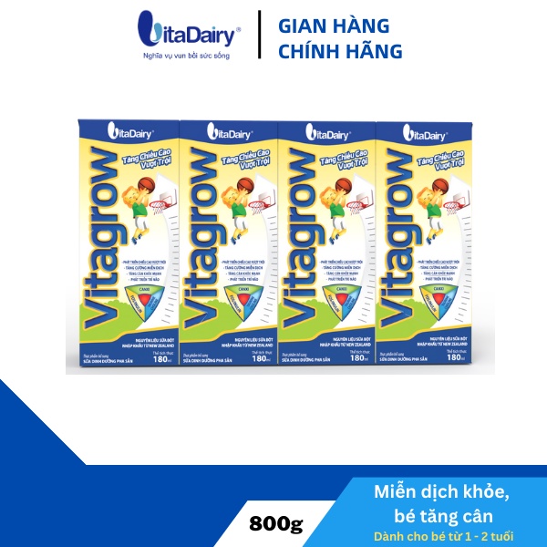 Sữa bột pha sẵn Vita Grow 180ml ( lốc 4 hộp ) - VitaDairy