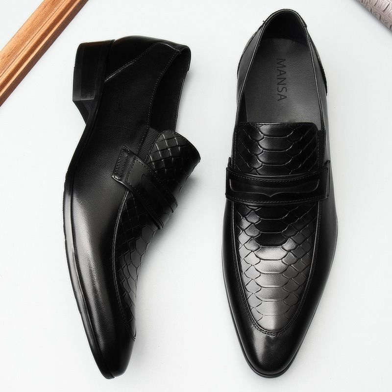 Giày lười nam công sở da bò dập vân cá chép M215