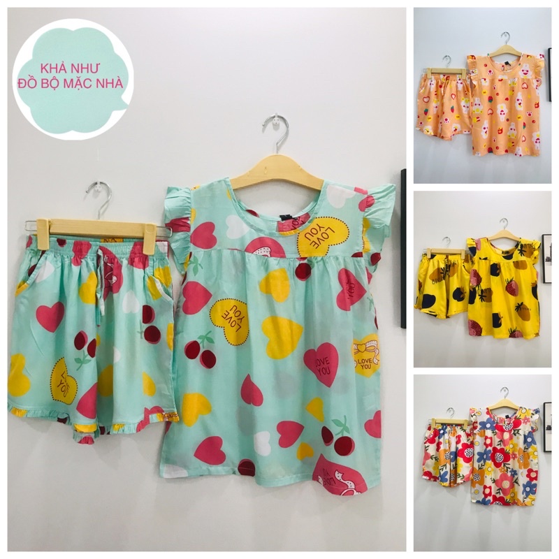 ( Bán sỉ) Bộ tole nữ loại 1, 45-70 ký, Quần đùi áo cổ tròn tay cánh tiên, Khả Như Chuyên Sỉ Đồ Bộ Tole