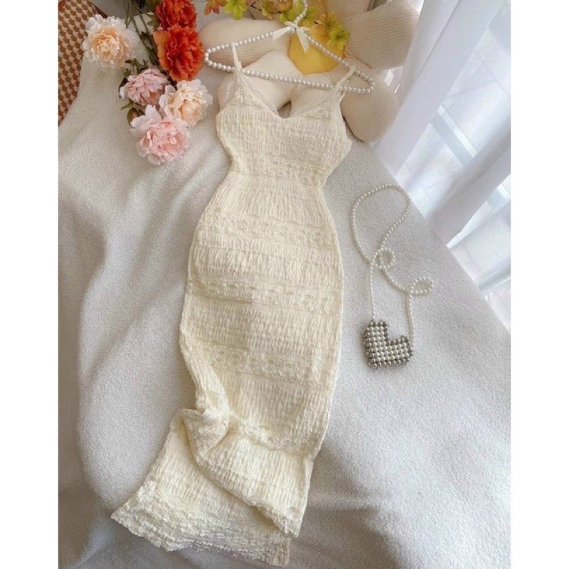 ĐẦM DỰ TIỆC(BODY PHỐI VIỀN REN ÔM SÁT DÁNG MIDI )Hàng 2lớp