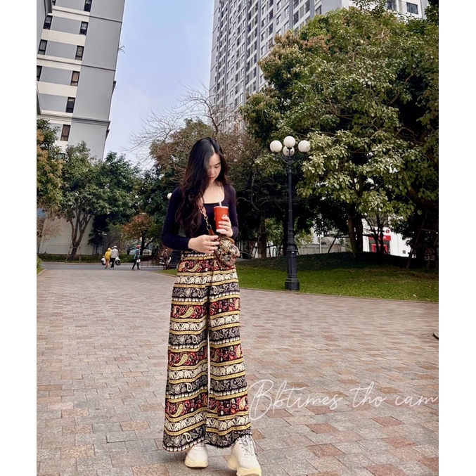 [BIGSIZE] Quần ống rộng lanh thổ cẩm (Ảnh thật)