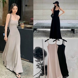 [SHOPPUMI] Đầm 2s thun co giãn cổ tròn dáng dài xoè 3 màu freesize Pumi 14223
