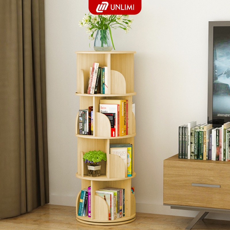 Kệ sách tròn xoay thiết kế thông minh hiện đại, chắc chắn, decor phòng làm việc đẹp thương hiệu UNLIMI - GP269