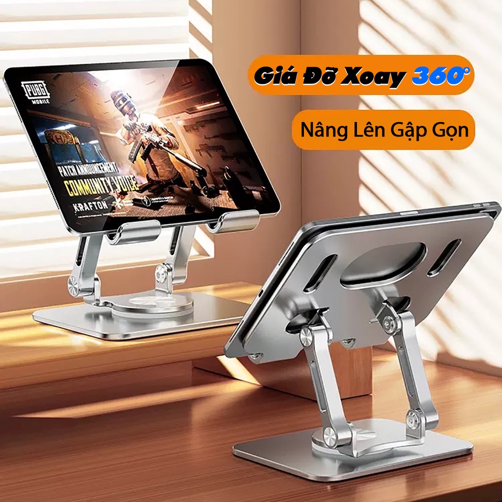 Giá Đỡ Máy Tính Bảng Laptop Để Bàn Có Thể Xoay 360 Độ Tiện Dụng Kiêm Đế Tản Nhiệt Kê Laptop Hợp Kim Nhôm - Dc4985