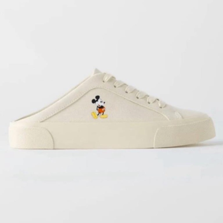 Giày Zara Lười Canvas Chuột Mickey Đạp Gót (Freeship)
