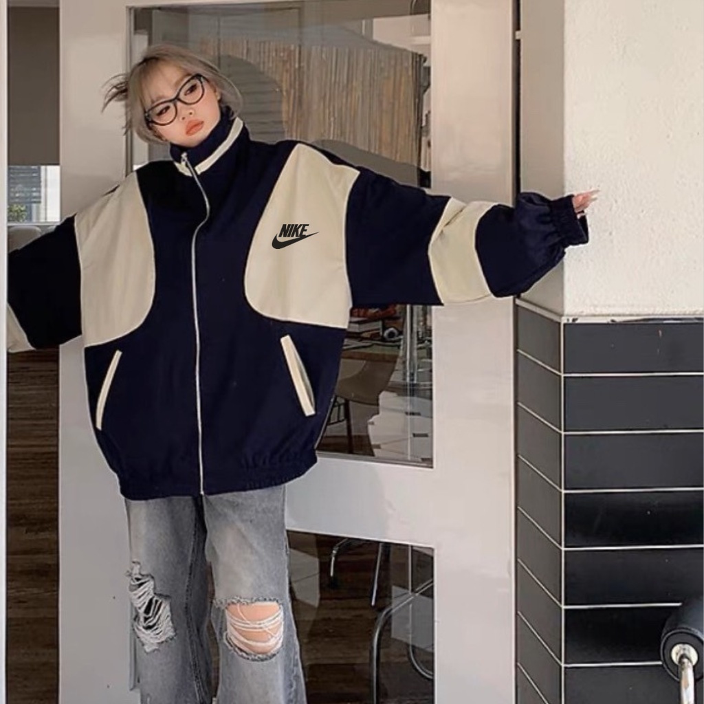 Áo khoác gió Nike chính hãng đôi nam nữ 2 lớp unisex chất liệu dù cao cấp unisex form rộng brand jacket 411