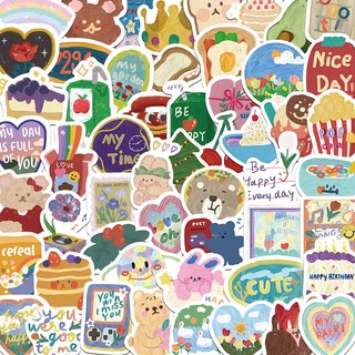 Zanmo Set 90 hình dán sticker gấu hoa dễ thương trang trí điện thoại laptop chống thấm nước