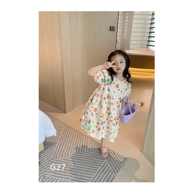 Váy hoa baby doll cực xinh cho bé gái 9-36kg nhí nhỡ đại G27