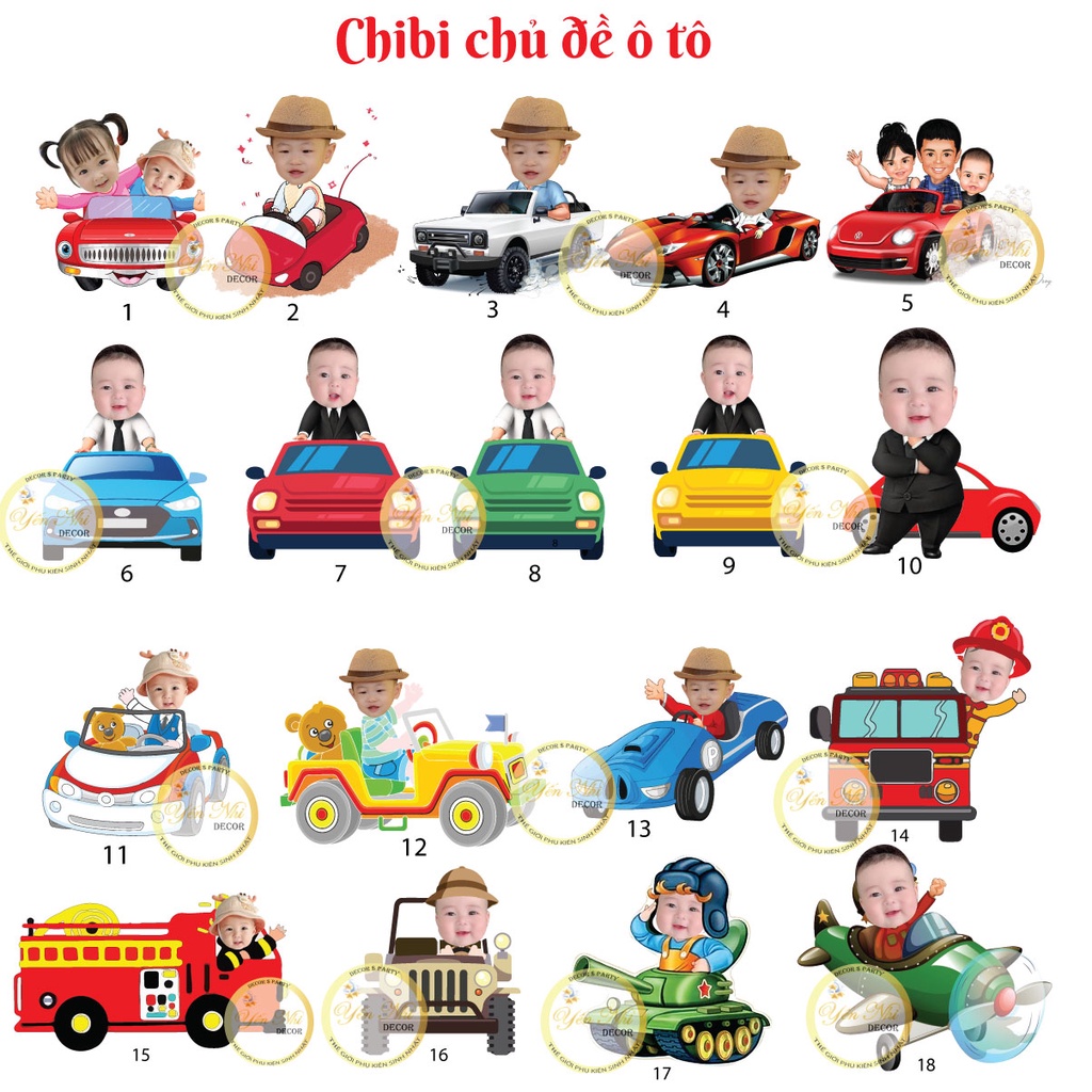 Chibi sinh nhật cho bé trai nhiều mẫu đẹp rẻ, thiết kế theo yêu cầu, YẾN NHI SHOP