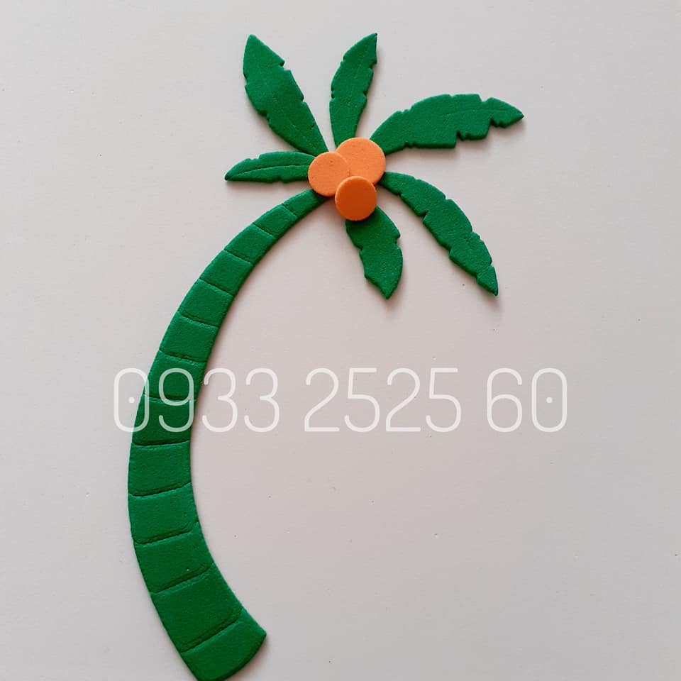 2 hình cây dừa bằng giấy xốp, 15 x 9cm - Hình trang thiệp, dưa, dừa, bưởi ngày tết,.....
