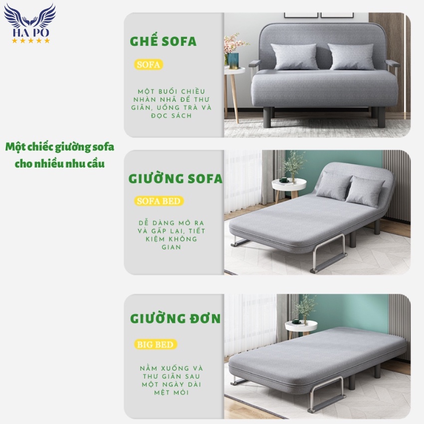 Sofa Giường HP66 Đa Năng Gấp Gọn, Sofa Bed Thông Minh 2 Trong 1 Giúp Tiết Kiệm Không Gian Chính Hãng Hapo | BigBuy360 - bigbuy360.vn