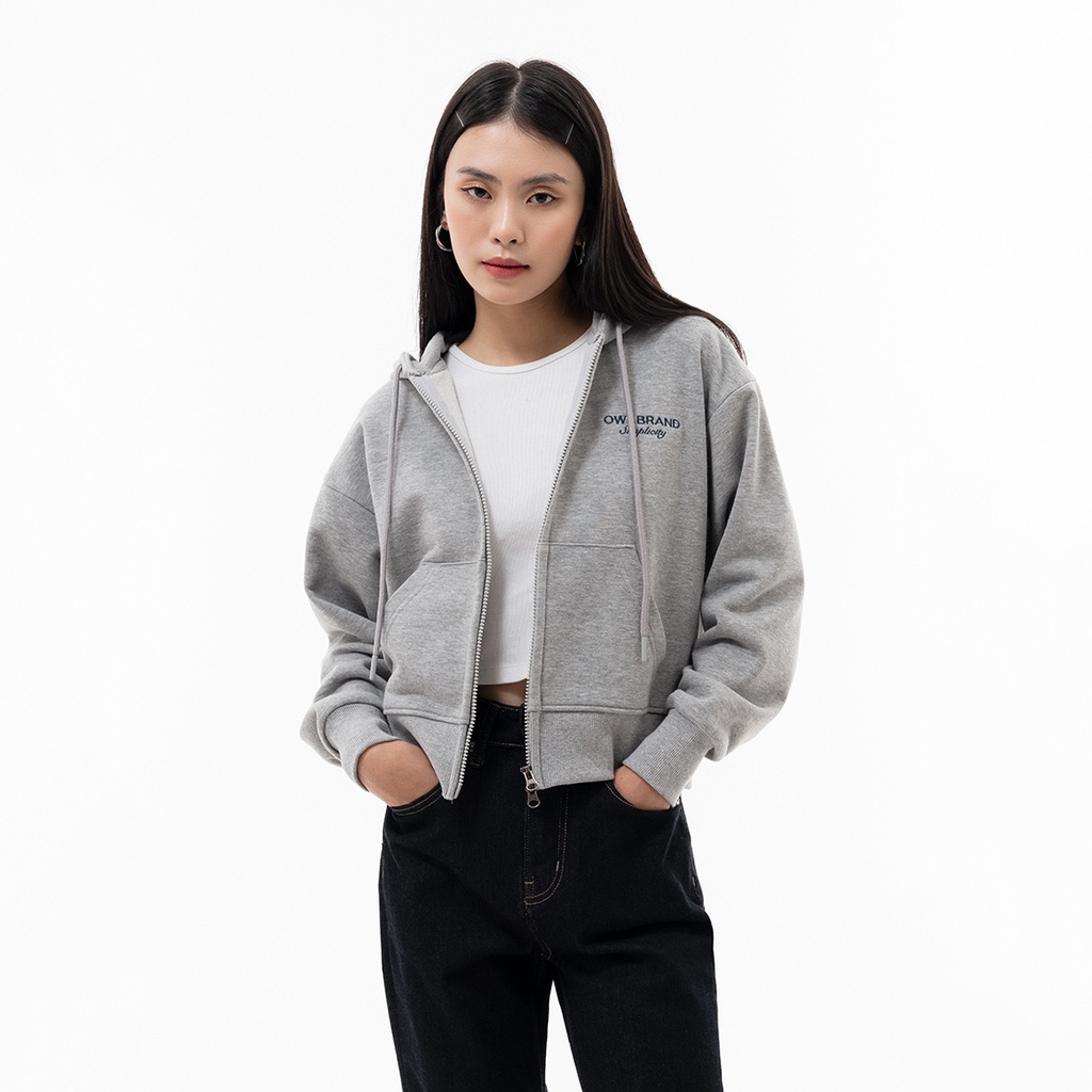 Áo Zipper Hoodie nữ Owlbrand Simlicity/Grey