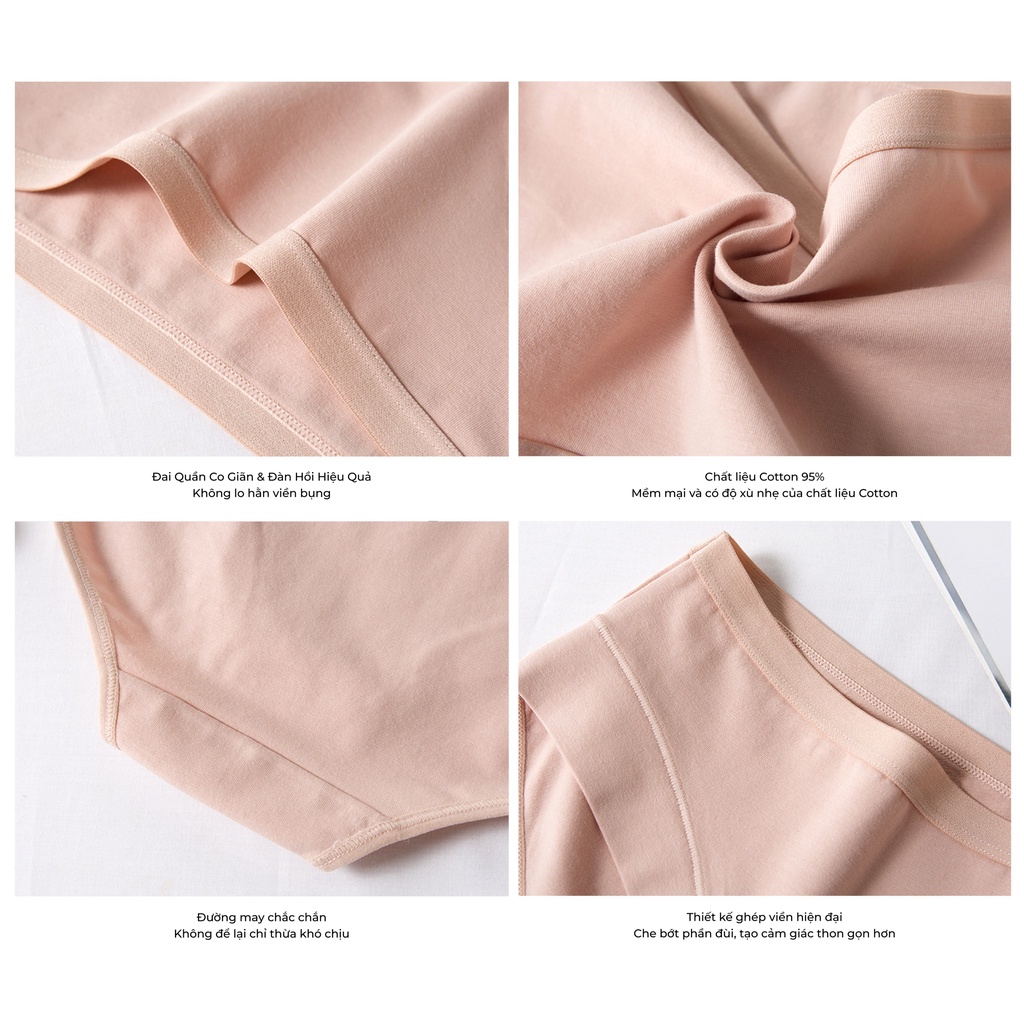 Combo 3 Quần lót nữ Cotton Bradina Japan, thấm hút, co giãn thoải mái, ôm sát QLC5