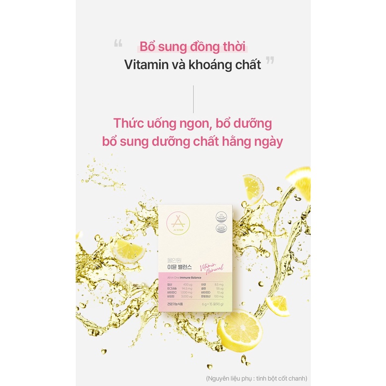 Gói uống bổ sung Vitamin và khoáng chất All in one Immune Be'Balance 1 hộp/ 15 gói