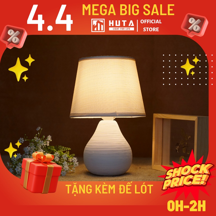 Đèn Ngủ Để Bàn Gốm Sứ Huta Light For Life S1 Decor Phòng Ngủ, Trang Trí, Đọc Sách, Điều Chỉnh Độ Sáng, Ánh Sáng Vàng