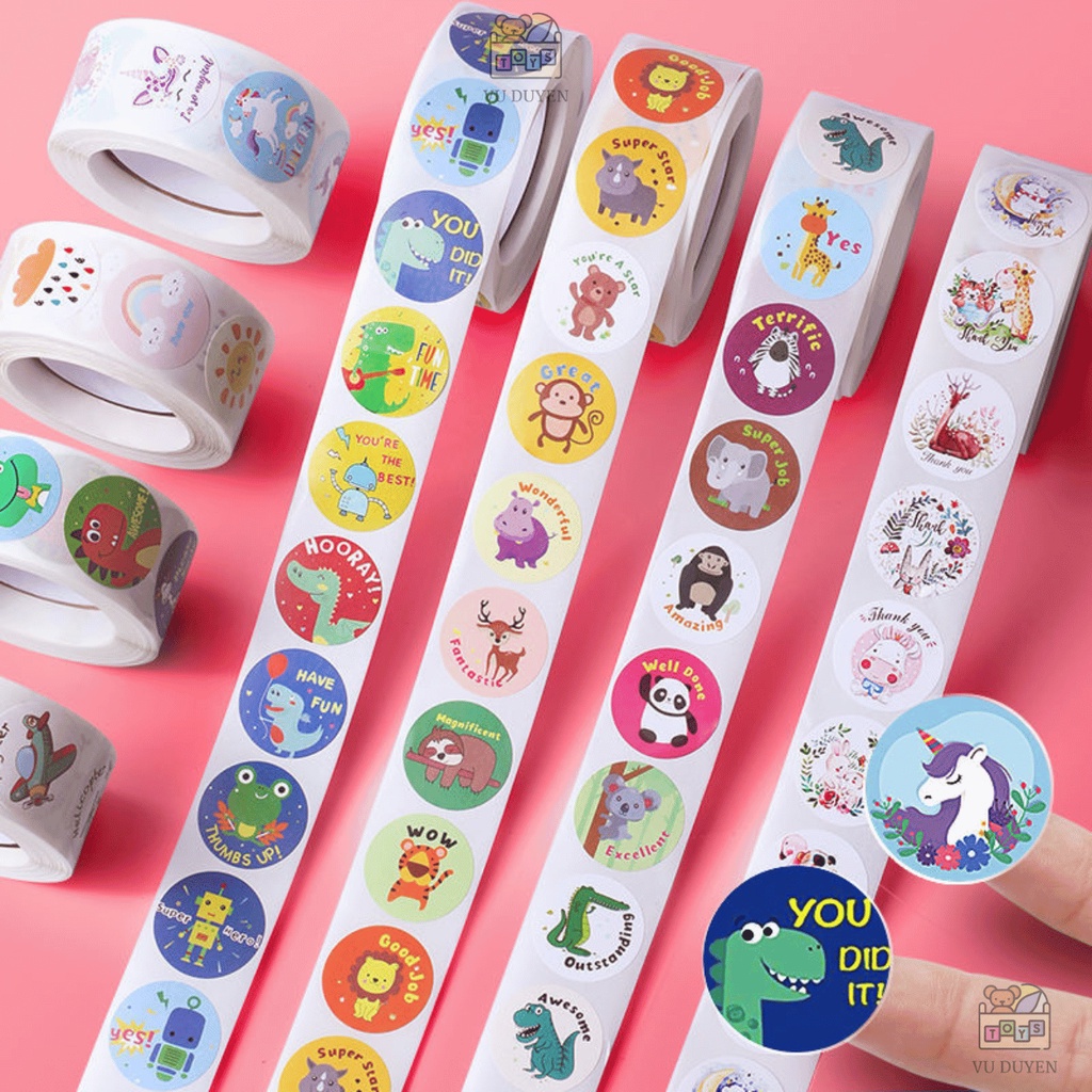 Cuộn 500 sticker khích lệ khen thưởng học tập cho học sinh
