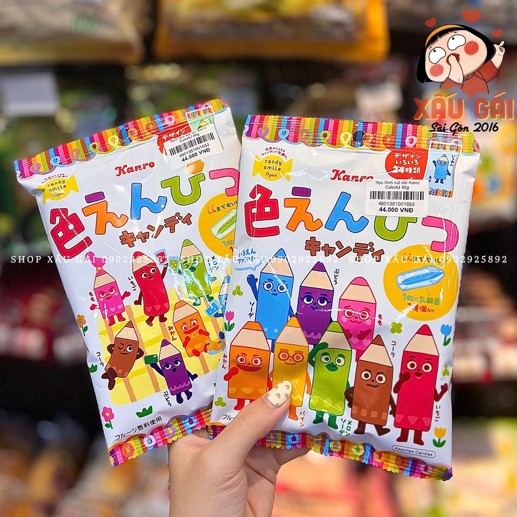 Kẹo Candy trái cây mix vị hình bút chì KANRO Nhật Bản 60g