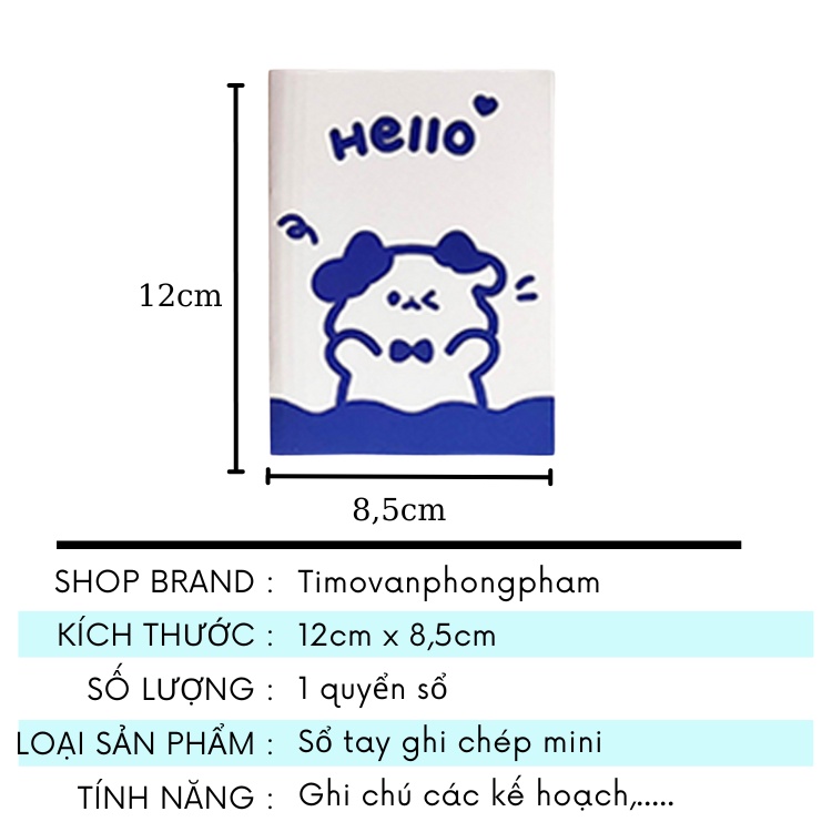 Sổ Tay Mini Ghi Chép Cute Kẻ Ngang Caro Lò Xo Timo VPS23