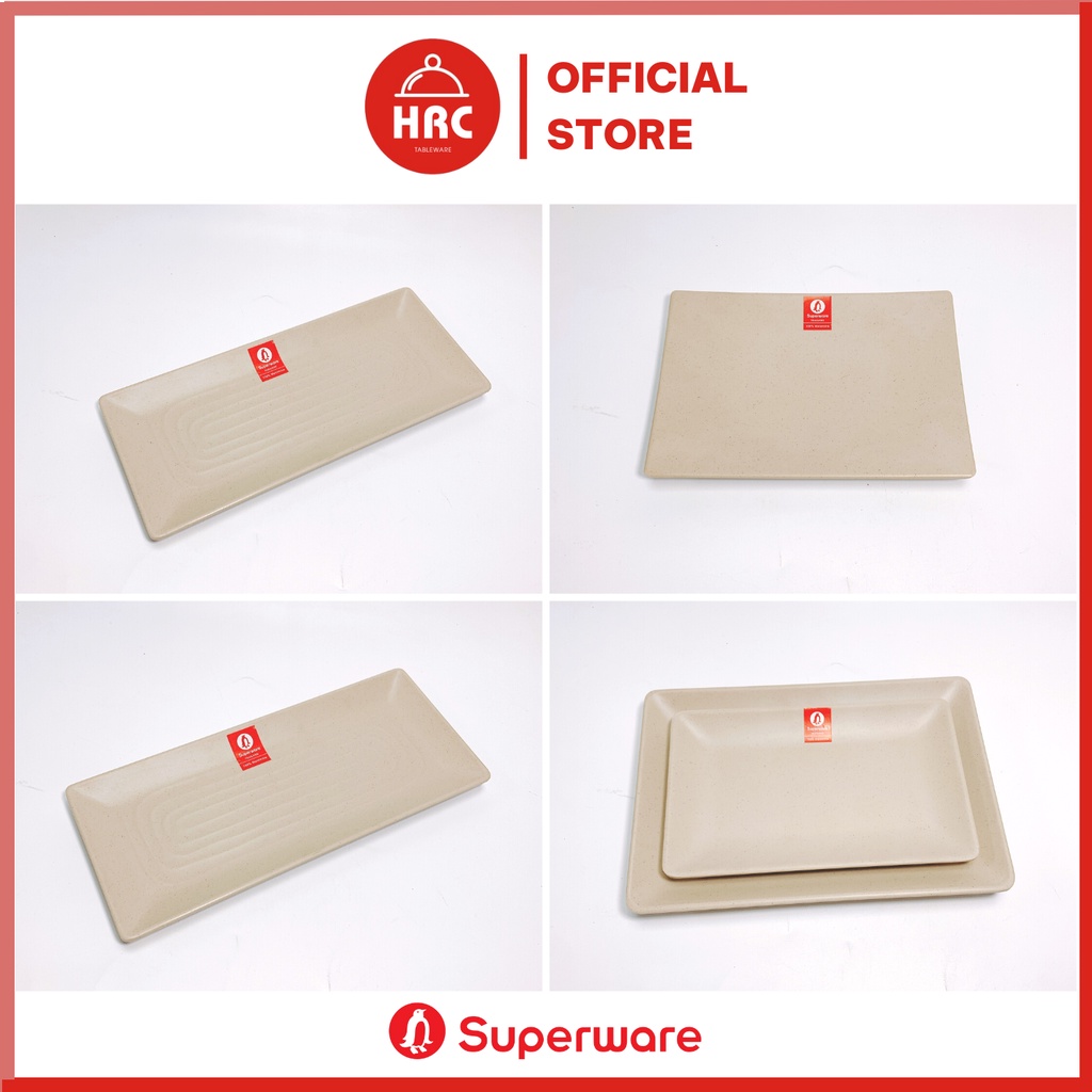Bộ Đĩa khay chữ nhật nhà hàng Nhựa Phíp 100% Melamine SUPERWARE  - màu Nâu