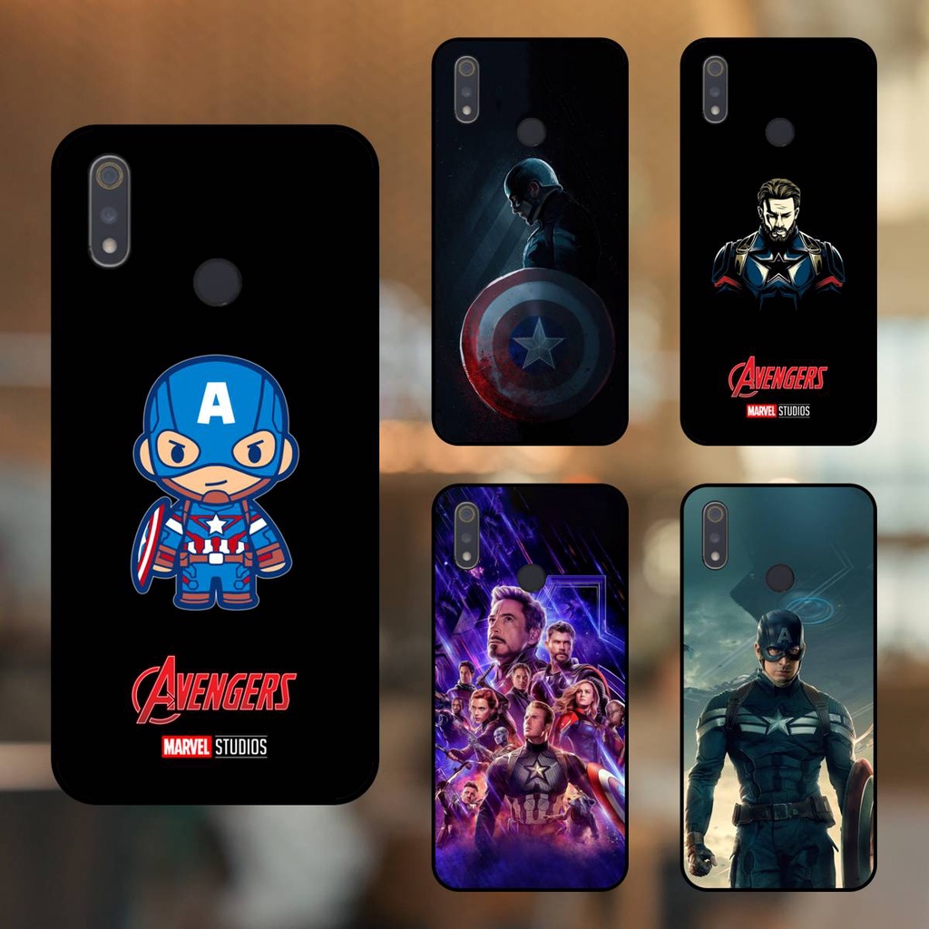 Ốp lưng điện thoại Realme 3, 3 Pro viền đen Captain America Marvel Avengers