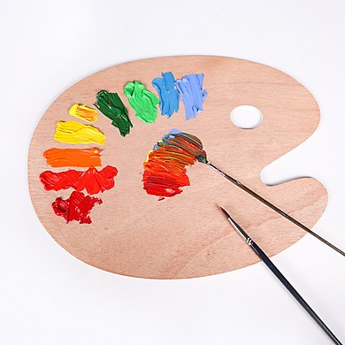 Khay pha màu màu đôi, palette gập có nắp đậy hình chữ nhật, oval