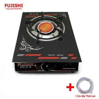 Combo bếp gas đơn hồng ngoại mặt kính fujishi fr-268 + 1.5m dây gas thái lan - dùng bình gas lớn