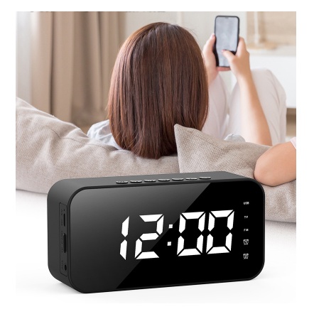 Loa bluetooth đồng hồ, loa mini không dây nghe nhạc làm đèn ngủ màn hình soi gương