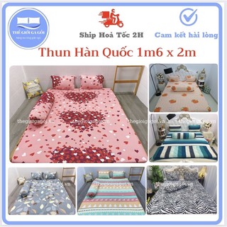 Bộ drap 1m6 x 2m thun lạnh hàn quốc 4 món ( 1 ga bọc + 2 vỏ gối nằm + 1 vỏ gối ôm