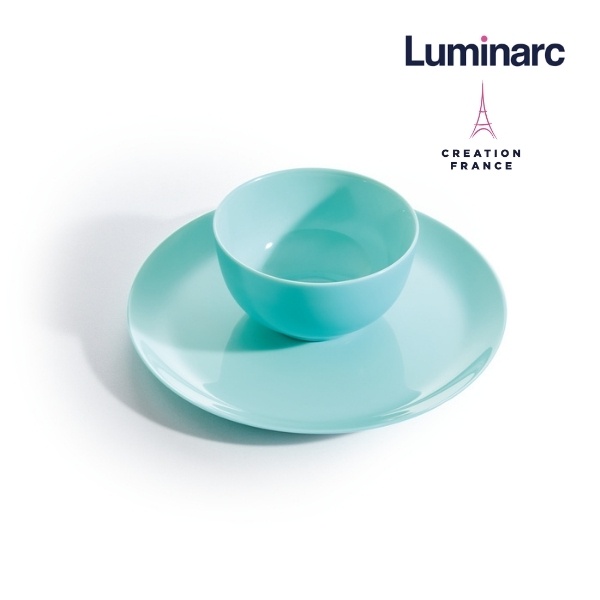 Bộ Bàn Ăn Tô Chén Đĩa Thuỷ Tinh Luminarc Diwali Light Turquoise 12 Món - LUDILITUR12M