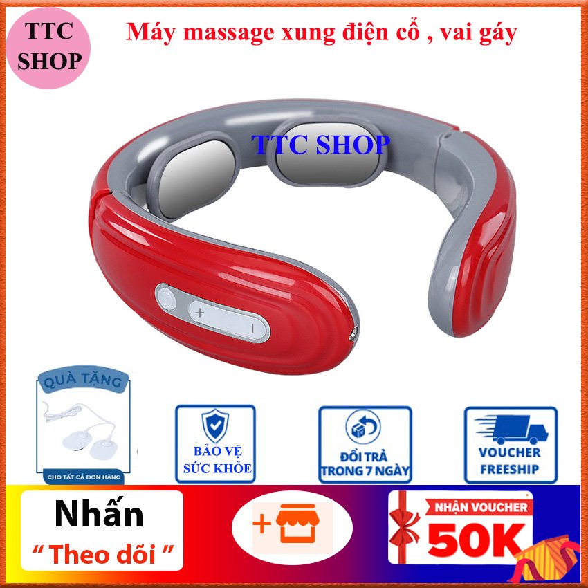 Xả kho - Máy massage cổ vai gáy cao cấp 6 chế độ 9 mức nhiệt độ chườm nóng tối đa 42 độ C - Máy mát xa xung điện hàng BH