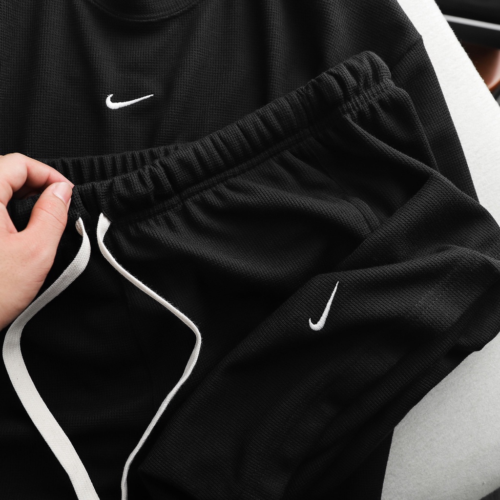 Set thể thao unisex chất liệu cotton dệt tổ ong, form rộng, mềm mại, thấm hút tốt SET11