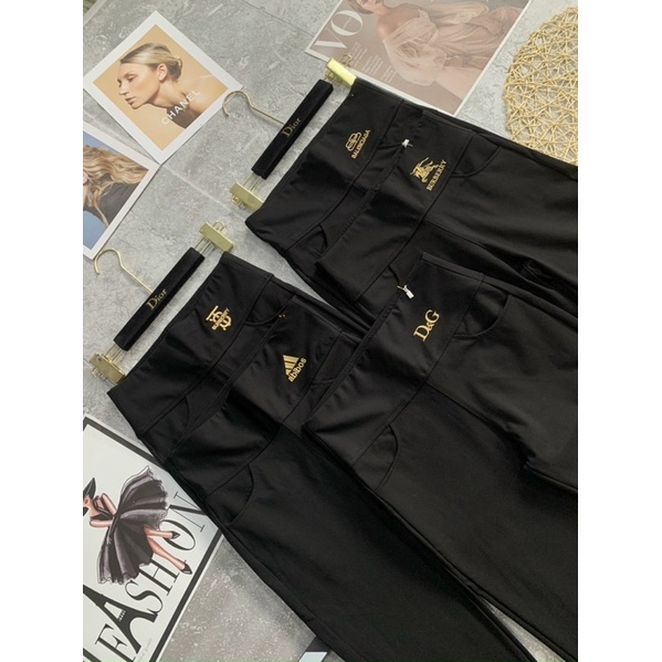 Quần Legging Cạp Cao Quần Legging Cạp Thêu Ngẫu Nhiên Có Túi Chất Umi Hàn Co Giãn Đa Chiều