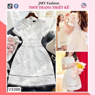 V3398 Váy ren trắng đầm công sở nữ tính [DVC&ACC] váy đầm  cổ tròn tiểu thư dự tiệc