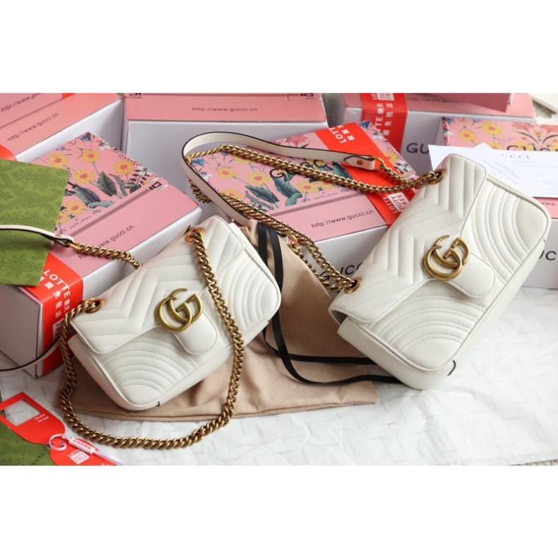 Túi Xách Gucci Marmont Trắng Đen Size 22/26 - By  | Shopee  Việt Nam