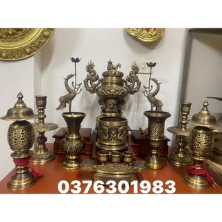 Combo bộ đỉnh thờ lư hương thờ bằng đồng cao 35cm