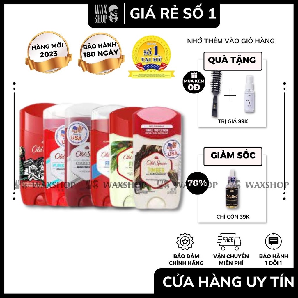 Lăn Khử Mùi OLD SPICE Cao Cấp - Hàng Chính Hãng USA - Bảo Hành 180 Ngày - Sáp Lăn Nách Kèm Quà Tặng
