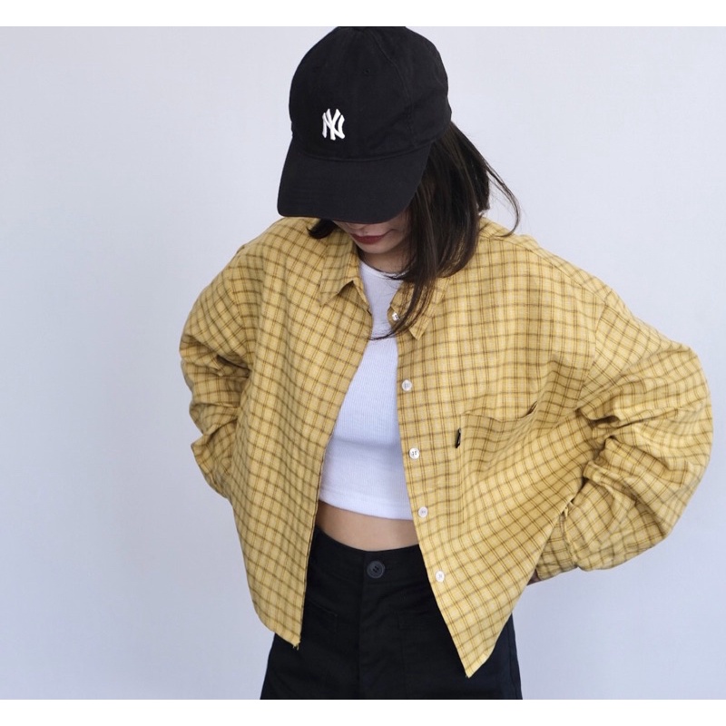 Áo Sơ Mi Croptop Caro Vàng Délice