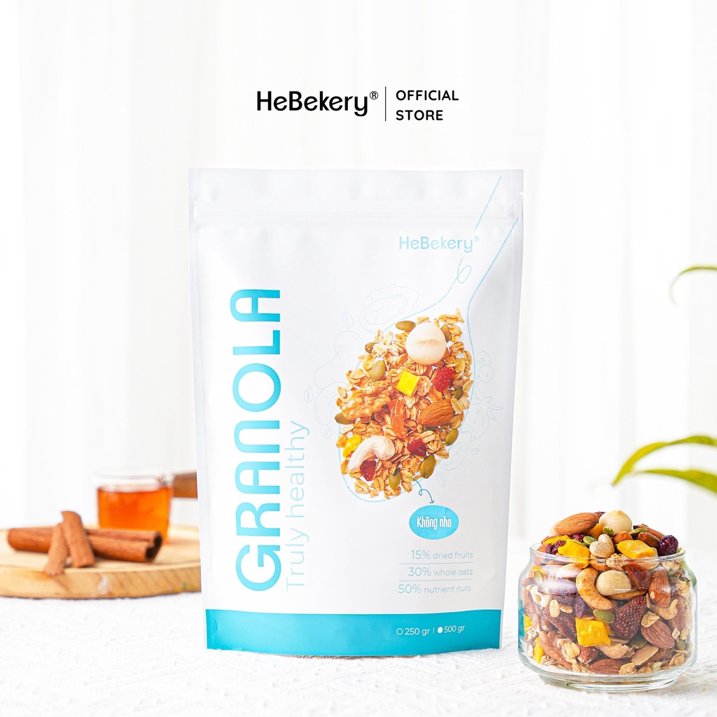 Granola KHÔNG NHO Truly Healthy HEBEKERY by HEBE - Ngũ Cốc Dinh Dưỡng Lành Mạnh Tự Nhiên