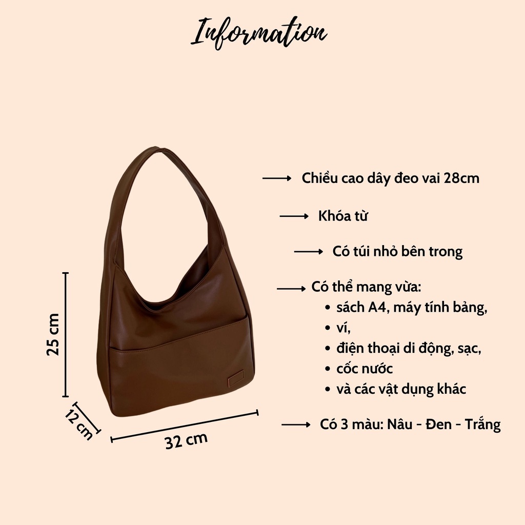 Túi tote da PU chống nhăn túi đeo vai đựng vừa a4 cho sinh viên