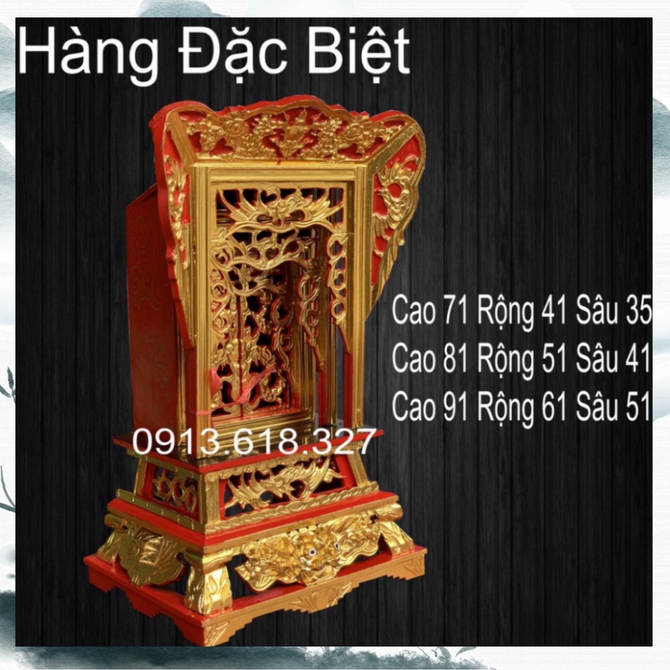 Khám Thờ Trạm Rồng Gia Tiên Sơn Son Gỗ Mít 3 Cỡ