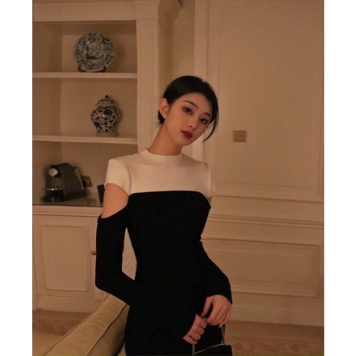 (Fom: <55kg) Body Phối Khoét Tay Một Chiếc Đầm Basic Nhưng Lại Cách Điệu Phối Màu Cực Xinh JL57 | BigBuy360 - bigbuy360.vn