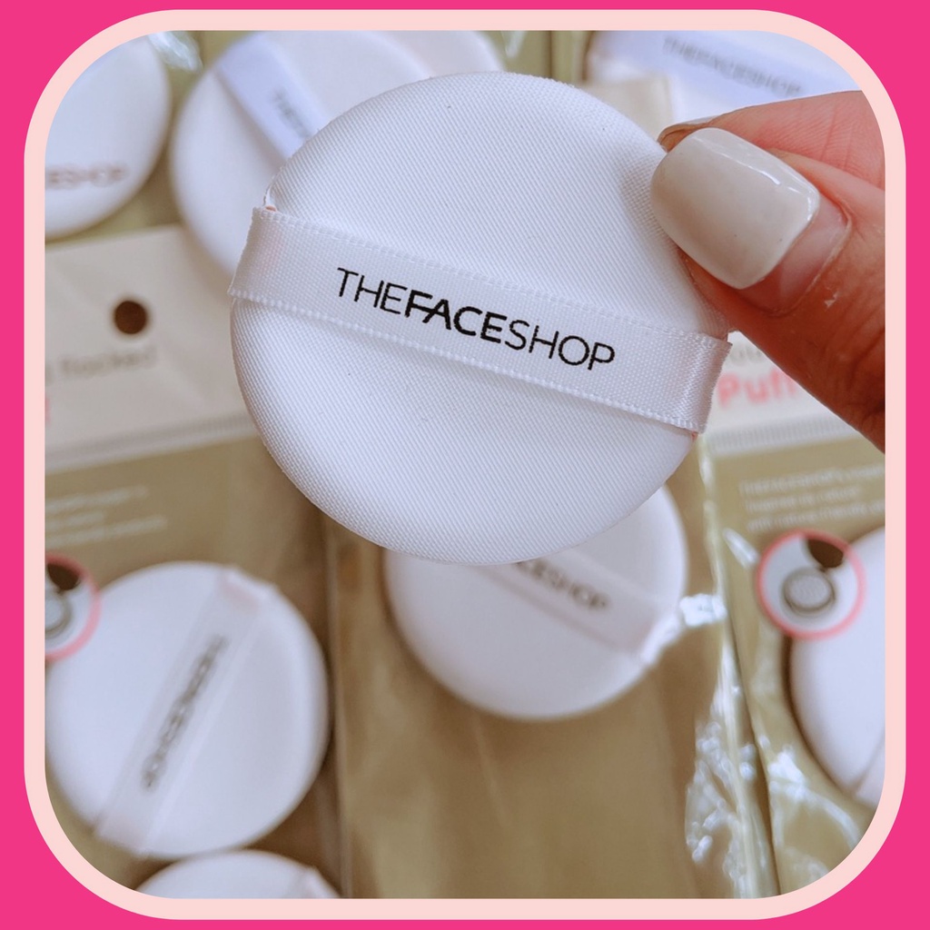 [CHÍNH HÃNG] Bông đánh phấn phủ The face shop Round Flocked Puff The Face Shop Túi 2 Miếng