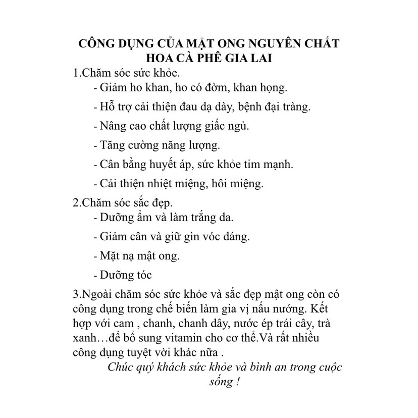 Mật ong nguyên chất hoa cà phê tự nhiên Gia Lai 250ml-1000ml