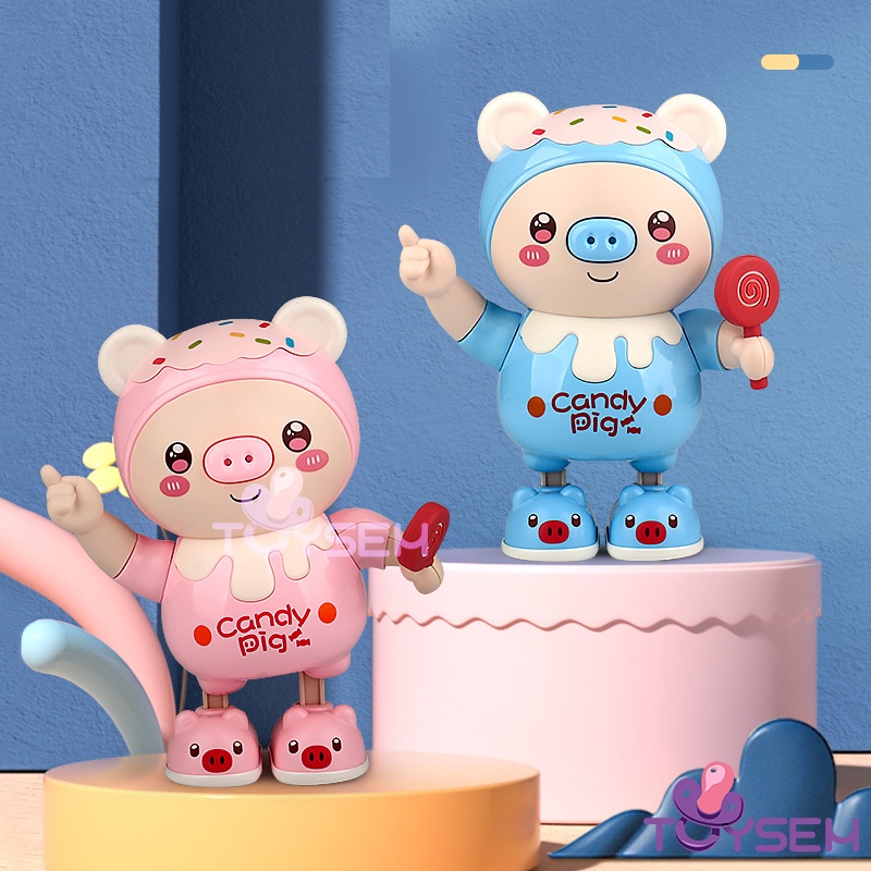 Đồ chơi heo cầm kẹo nhảy múa có đèn led - Quà tặng sinh nhật cho bé - Candy Pig