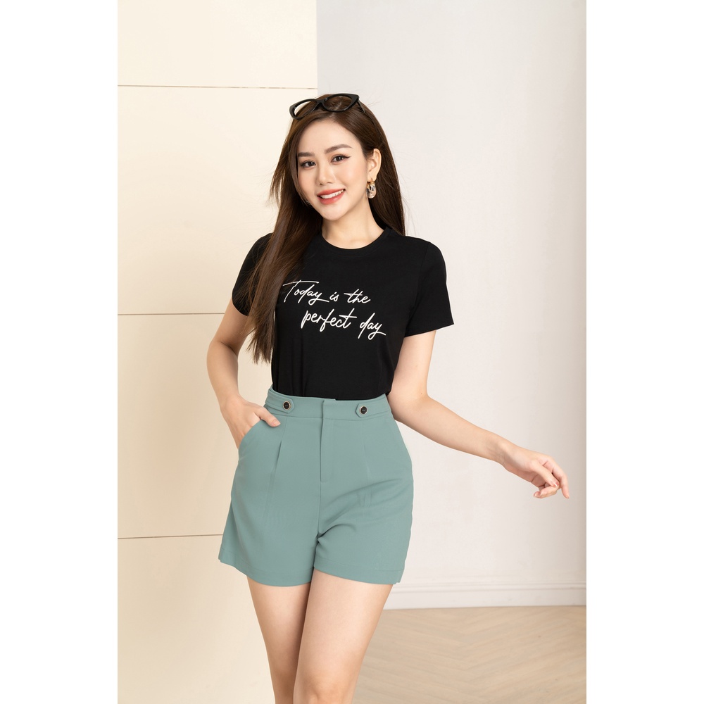 Áo phông nữ form vừa in chữ chất liệu Cotton Compact LOZA - PT203139