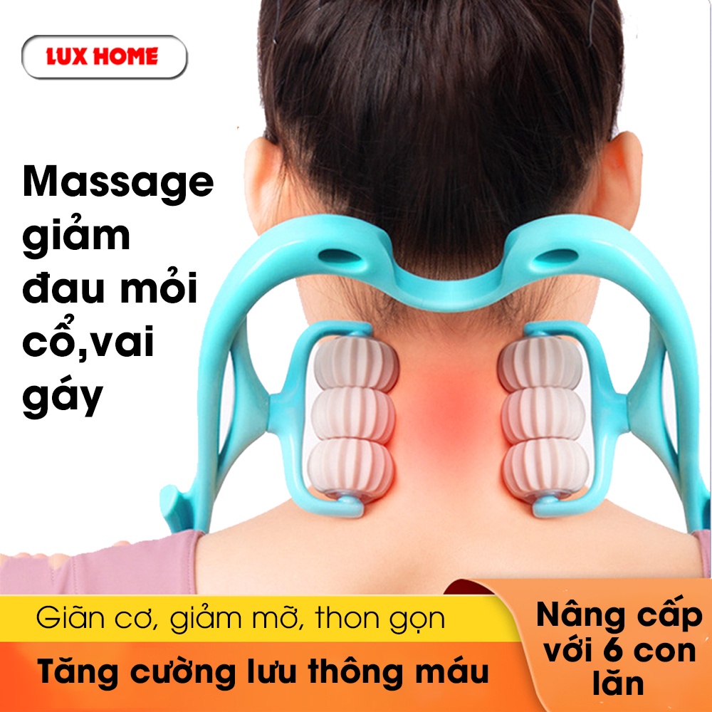 Dụng cụ massage cổ vai gáy 6 bi tròn silicon giúp giảm mỏi hiệu quả, Gậy mát xa cổ vai gáy LUXHOME