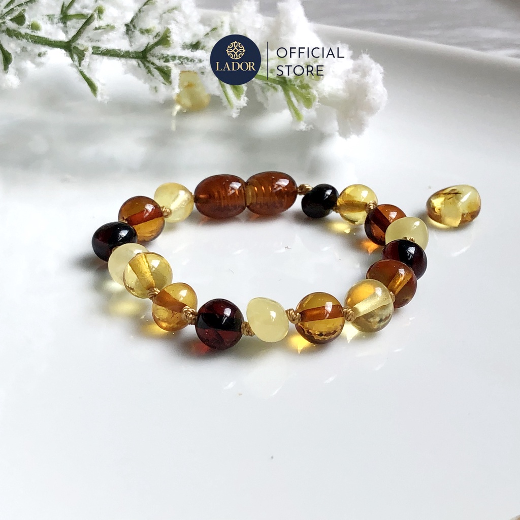 Vòng Amber mix 5 màu cổ điển tự nhiên cho bé - Trang sức Lador - LD00021