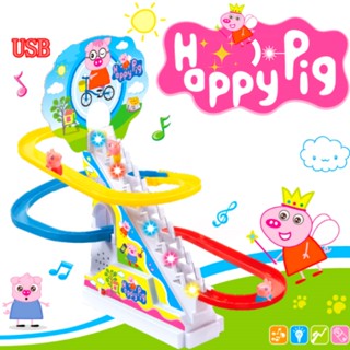 Bộ đồ chơi heo Peppa leo cầu thang có đèn nhạc cực thú vị cho bé