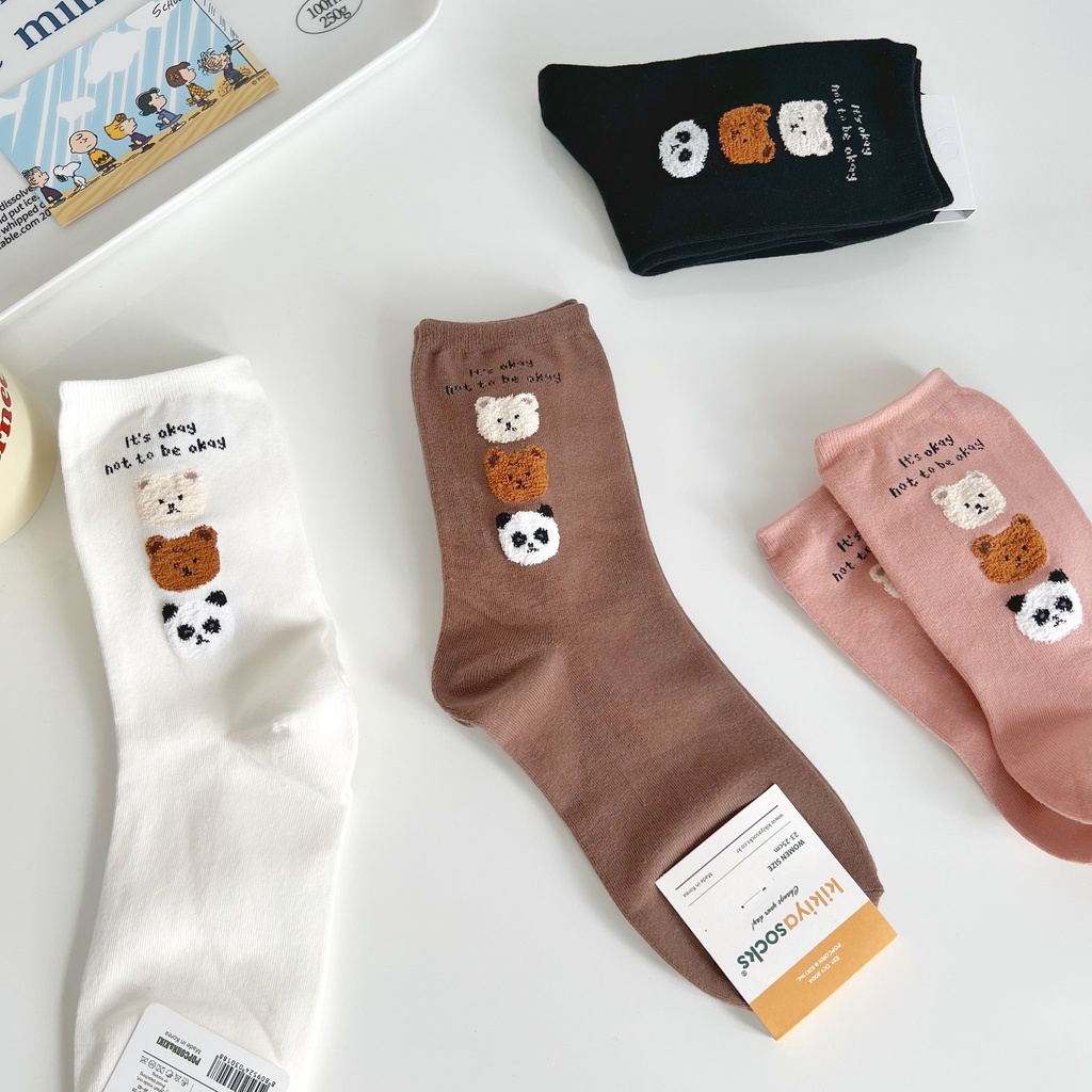 Tất vớ nữ cổ cao BEARY FRIENDS - Nhập khẩu Hàn Quốc