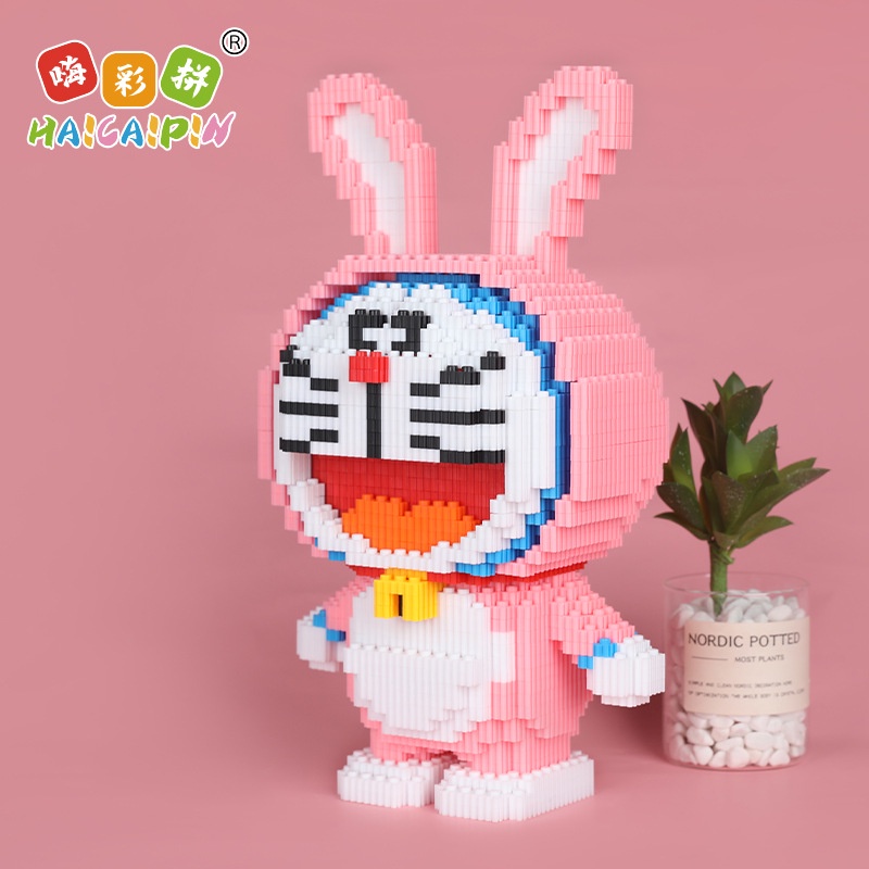 Lắp ráp mô hình 3D nhân vậy hoạt hình doremon đồ tai thỏ cỡ lớn 33cm trưng bày trang trí siêu hot mới nhất